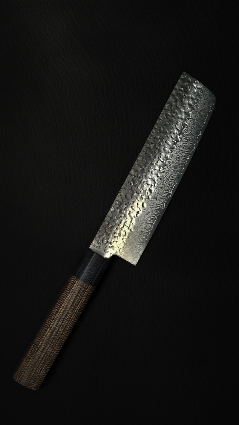 JAPONES: NAKIRI 150mm GEN BLACK DAMASCO NEGRO VG-10 MANGO EN PAKKAWOOD NEGRA