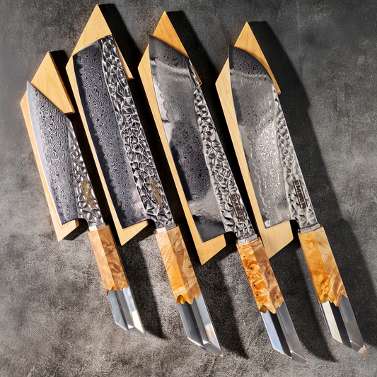 SET KA! 4 PIEZAS! ACERO AUS10 + SAYAS MADERA