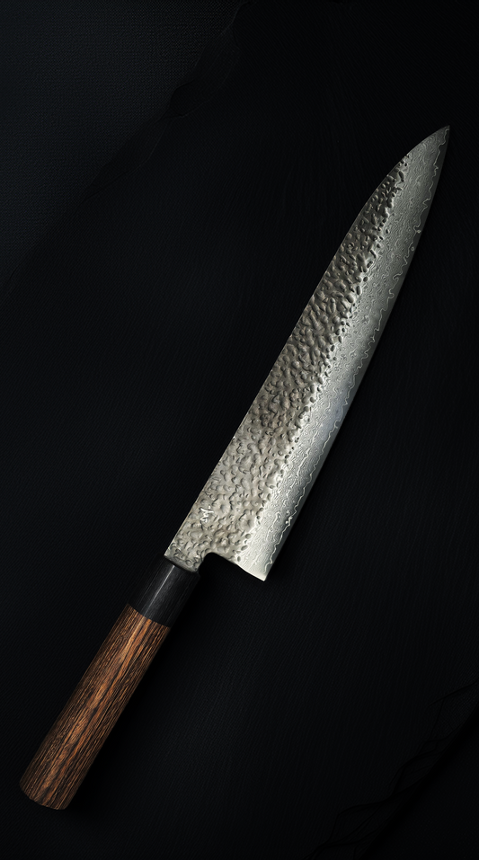 JAPONES: GYOUTO 240mm GEN BLACK DAMASCO NEGRO VG-10 MANGO EN PAKKAWOOD NEGRA