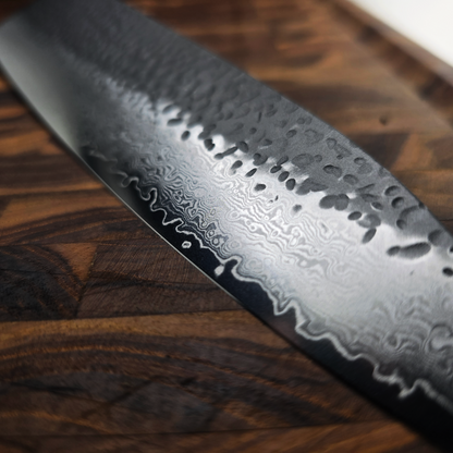 JAPONES: GYOUTO 240mm GEN BLACK DAMASCO NEGRO VG-10 MANGO EN PAKKAWOOD NEGRA