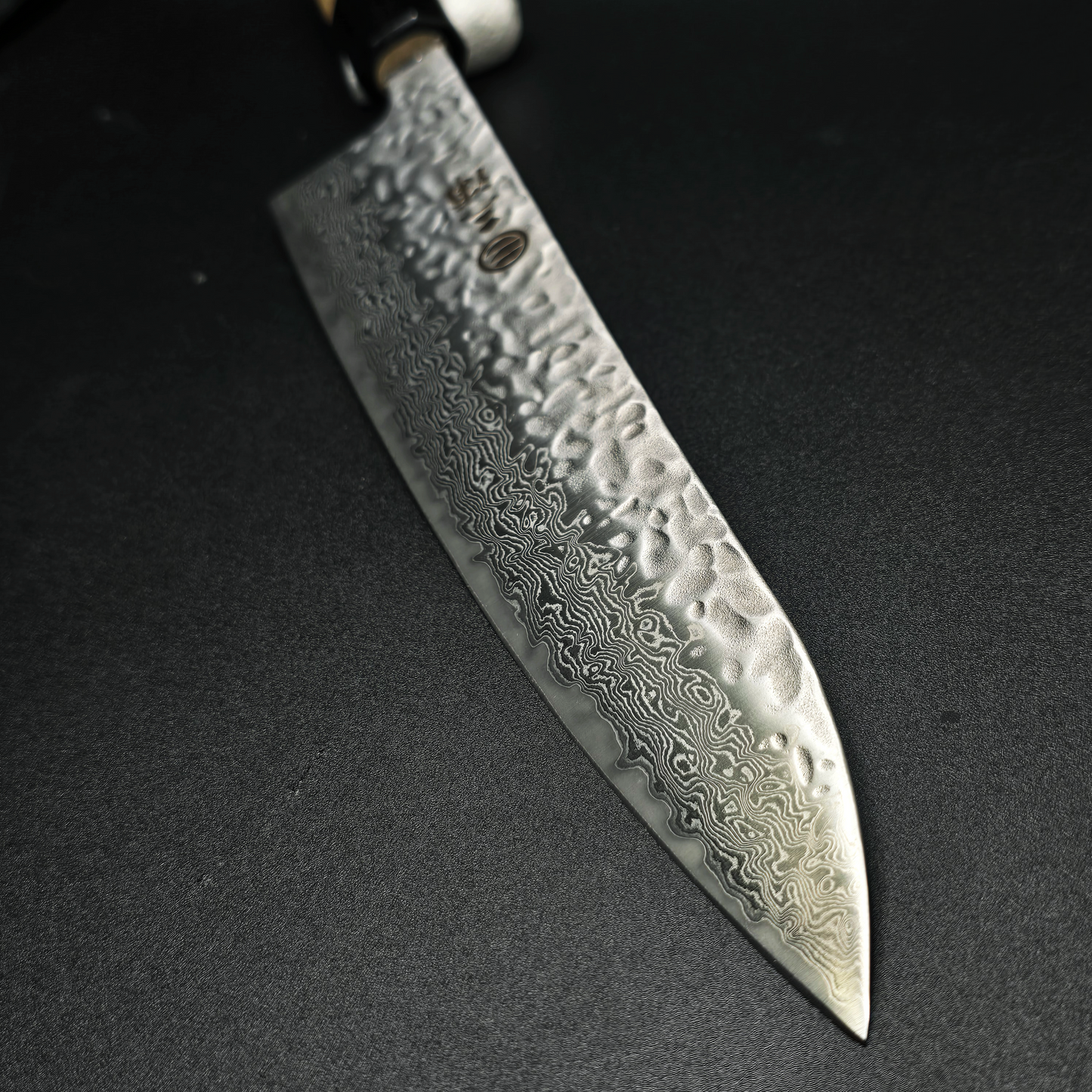 JAPONES: GYUTO 210mm DAMASCO MARTILLADO AUS-10 MANGO EN MAGNOLIA