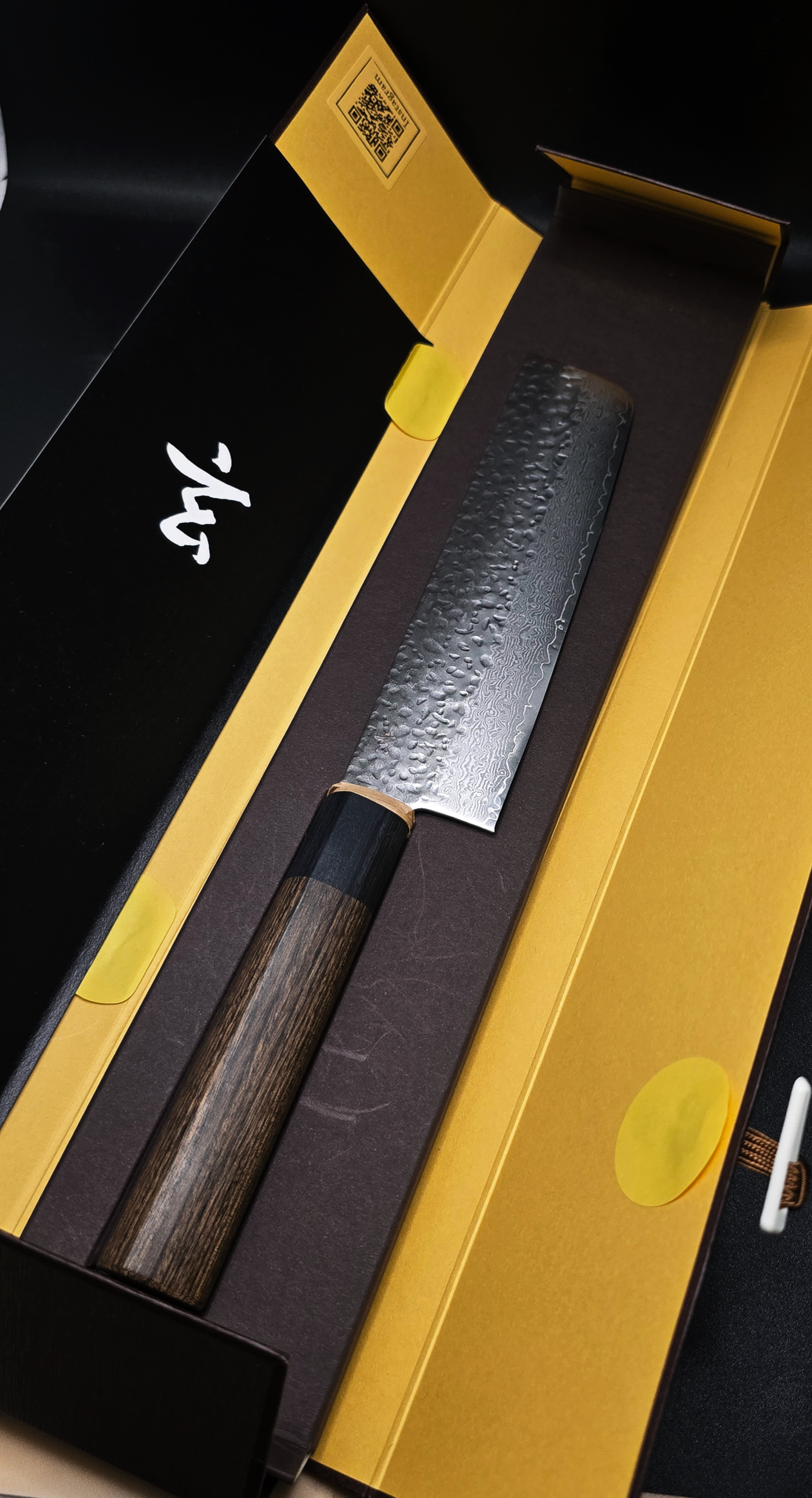 JAPONES: NAKIRI 150mm GEN BLACK DAMASCO NEGRO VG-10 MANGO EN PAKKAWOOD NEGRA