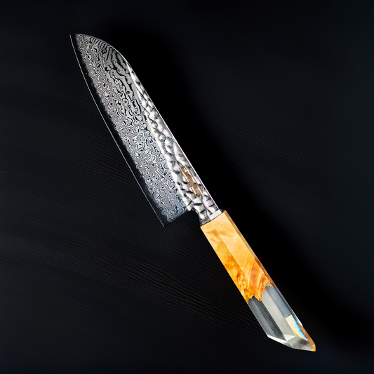 KA! SANTOKU 7" ACERO AUS10 + SAYA MADERA