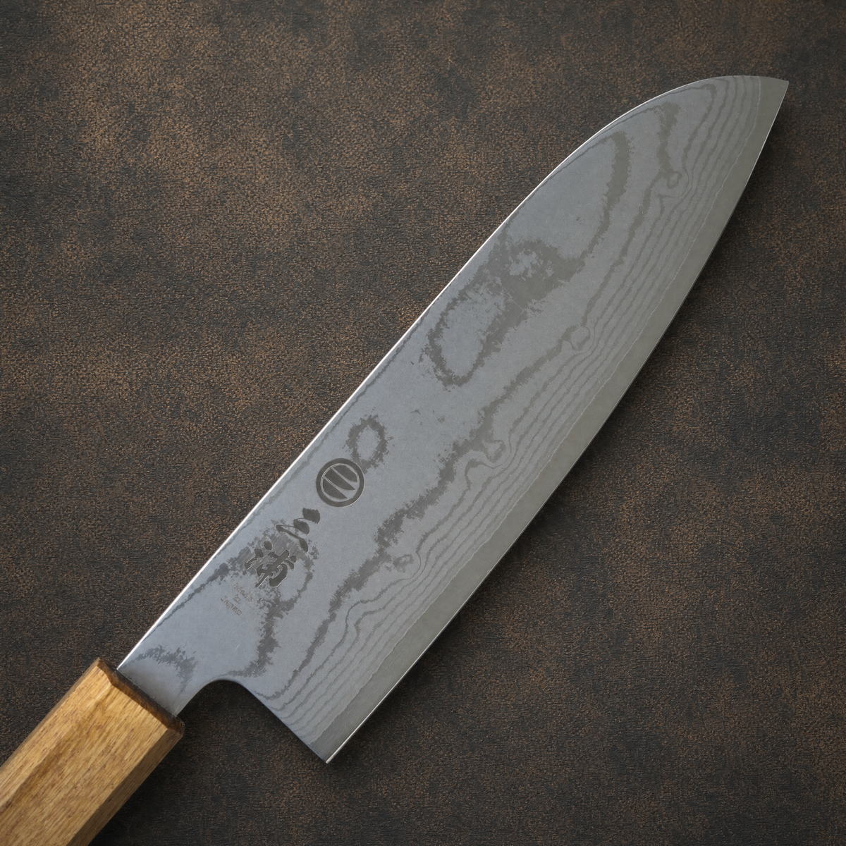 JAPONES: SANTOKU 165mm DAMASCO VG-10 MANGO EN URUSHI QUEMADO