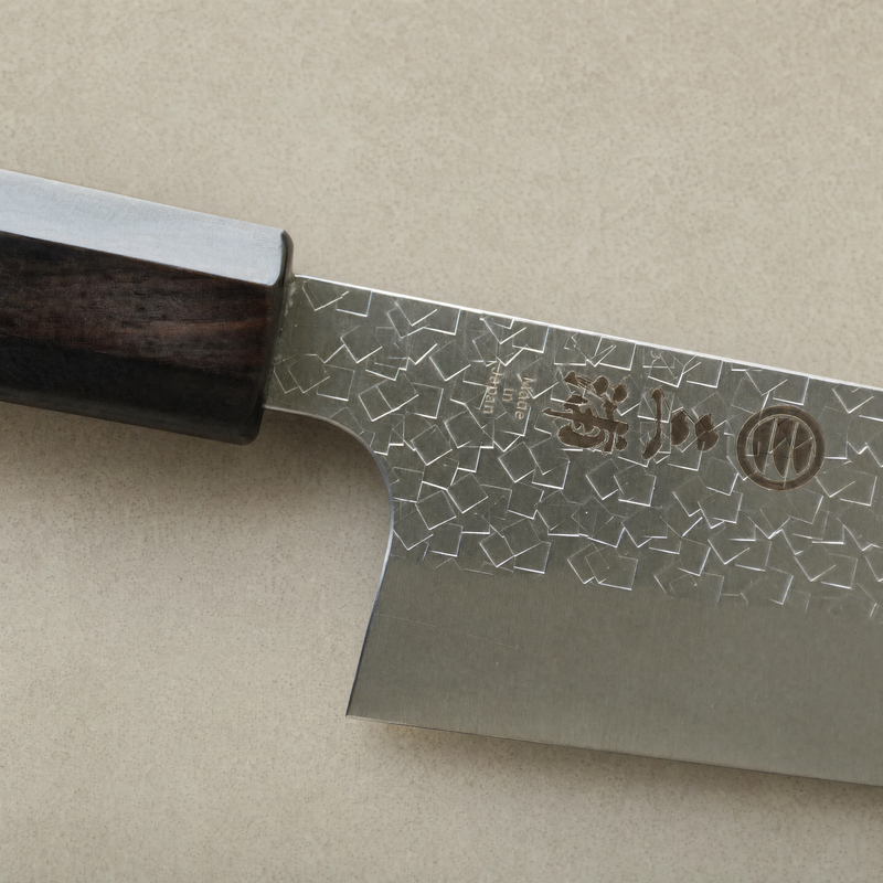 JAPONES: SANTOKU 165mm MARTILLADO SG2 MANGO EN ÉBANO Y TURQUESA