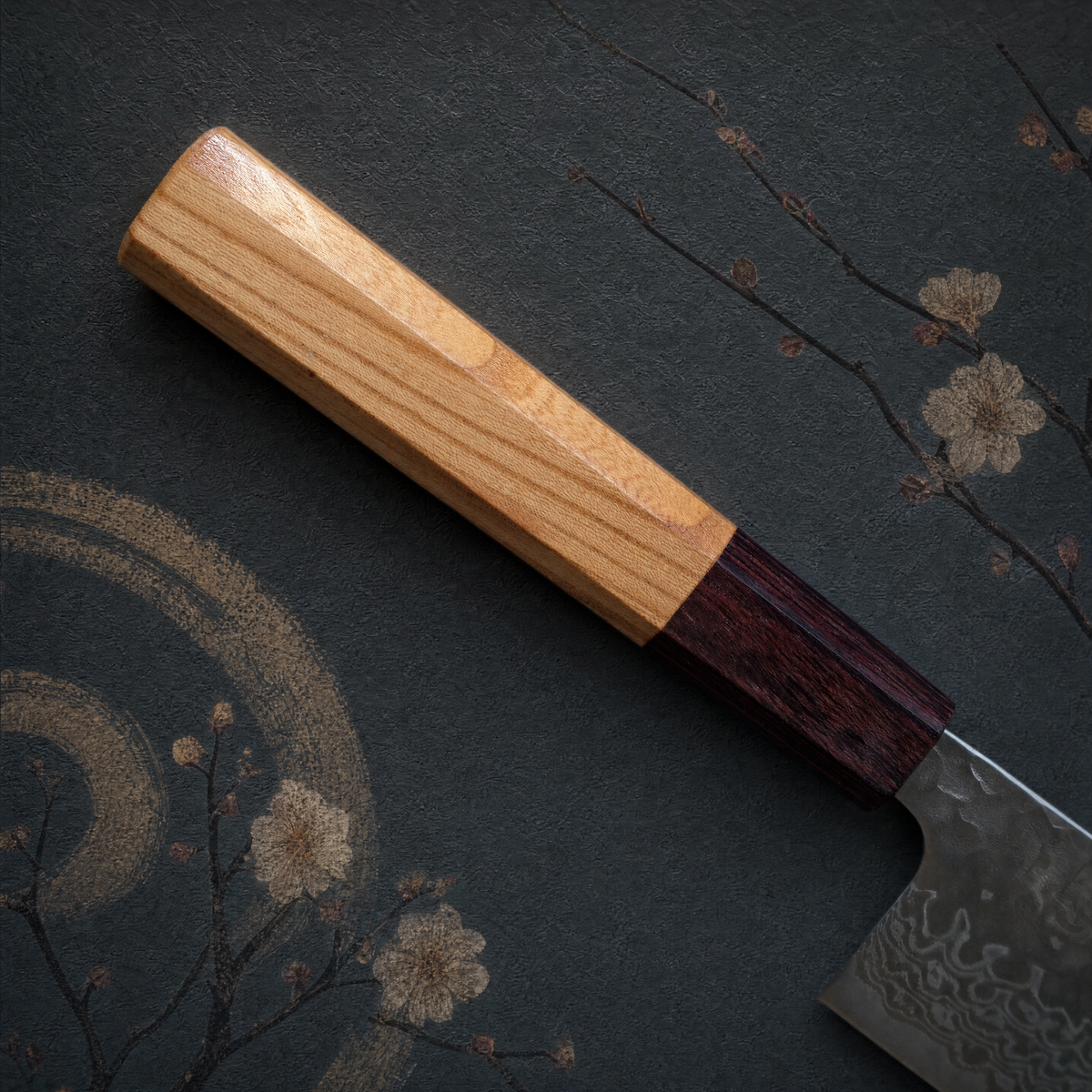 JAPONES: SANTOKU 165mm DAMASCO BLANCO GINSAN MANGO EN KEYAKI