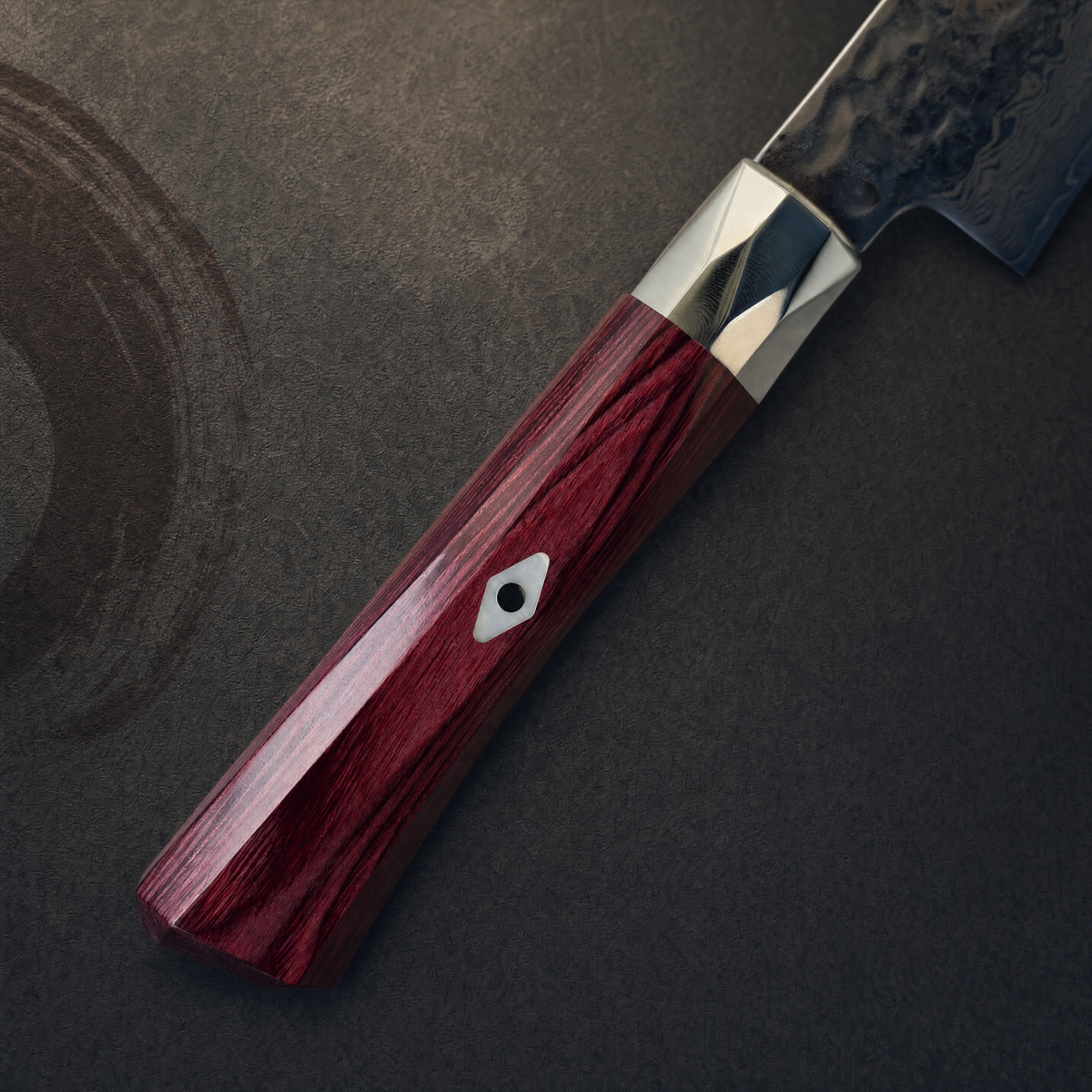 JAPONES: SUJIHIKI 270mm DAMASCO MARTILLADO VG-10 MANGO EN MADERA LAMINADA